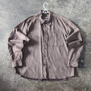 Vintage Kaid Shirt Mens XL Brown Oversized Retro 90s Soft Suede Button Up